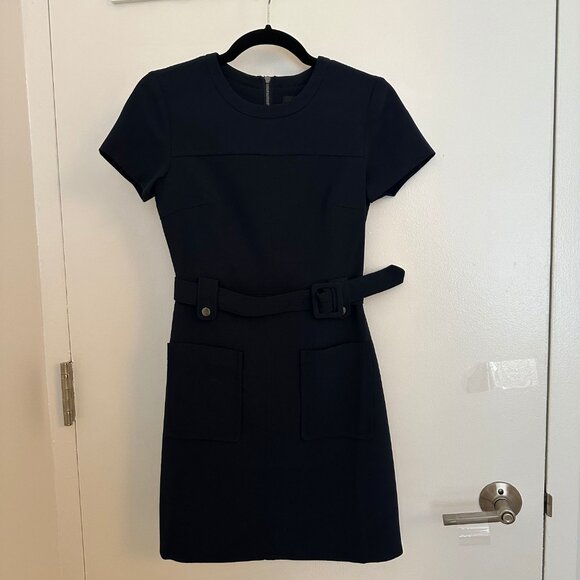 Club Monaco Belted Tailored Pocket Dress Navy Blue Size XS NEW - Picture 4 of 4